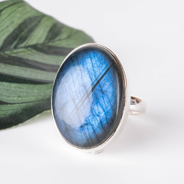 Labradorite Ring 25x18mm Size 9 - InnerVision Crystals