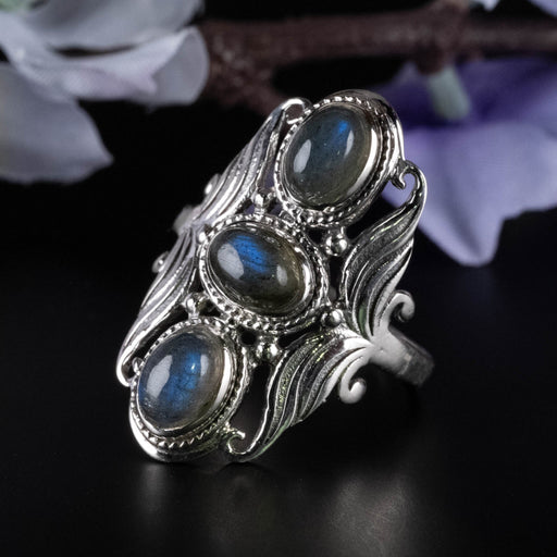Labradorite Ring 8x6mm Size 11 - InnerVision Crystals