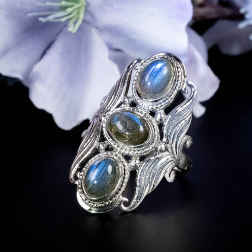 Labradorite Ring 8x6mm Size 7.5 - InnerVision Crystals