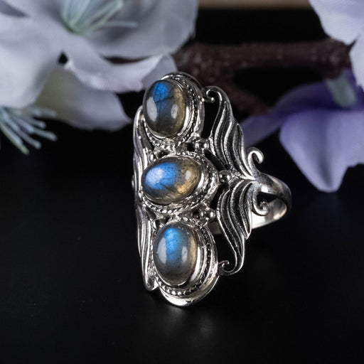 Labradorite Ring 8x6mm Size 8.5 - InnerVision Crystals