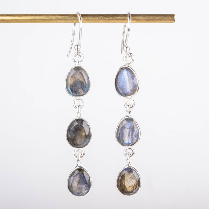 Labradorite Rose Cut Earrings 9x8mm - InnerVision Crystals