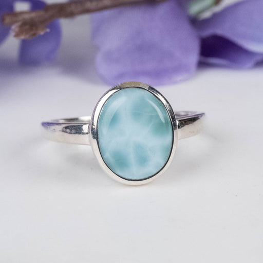 Larimar Ring 11x9mm Size 9 - InnerVision Crystals