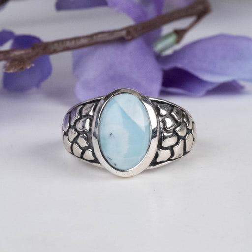Larimar Ring 12x8mm Size 8 - InnerVision Crystals