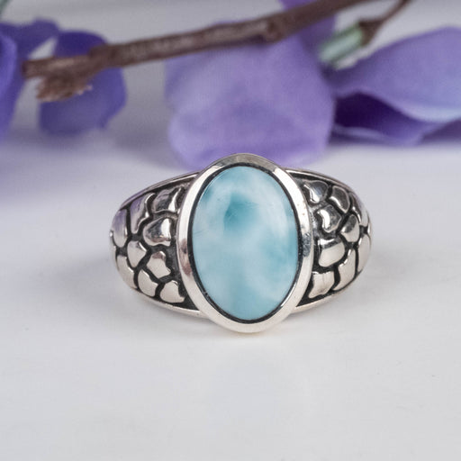 Larimar Ring 12x8mm Size 8 - InnerVision Crystals