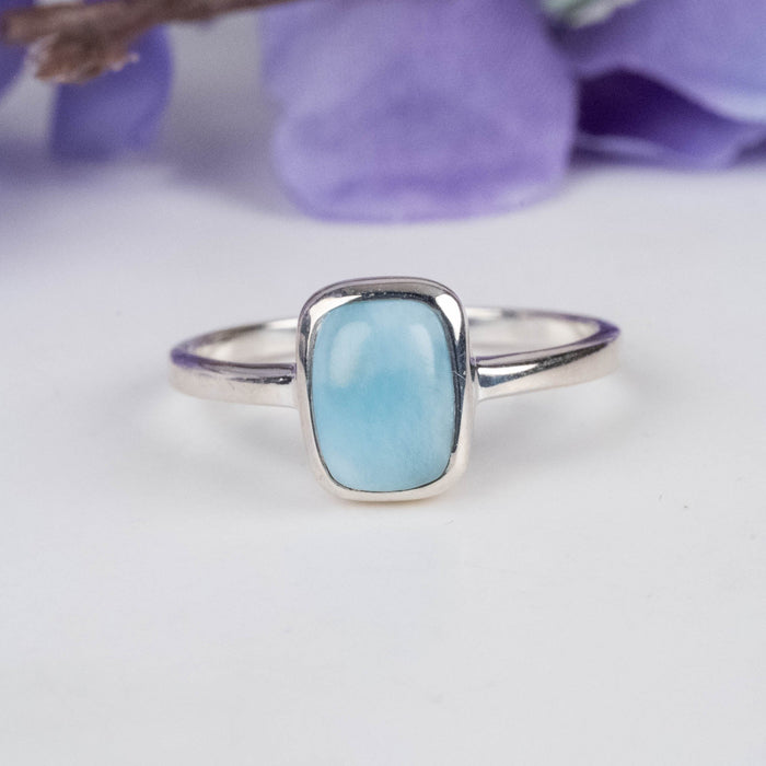 Larimar Ring 8x6mm Size 7 - InnerVision Crystals