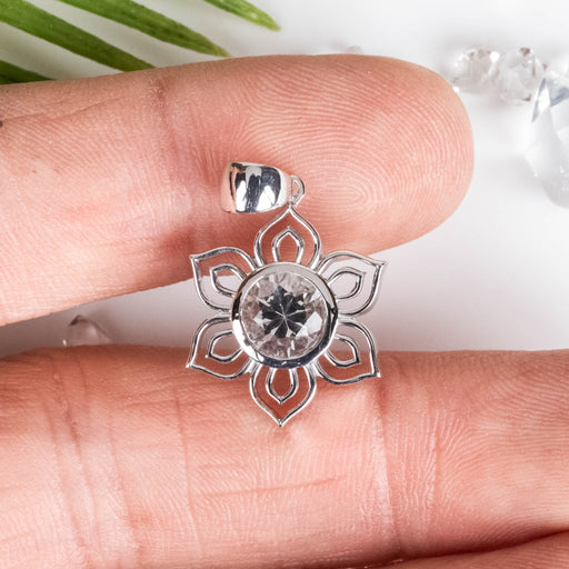 Lotus Pendant Silver | Herkimer Diamond Quartz (NY) - InnerVision Crystals