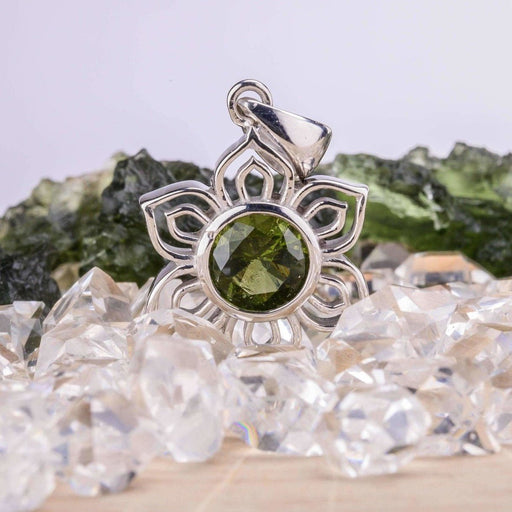 Lotus Pendant Silver | Moldavite Gemstone - InnerVision Crystals