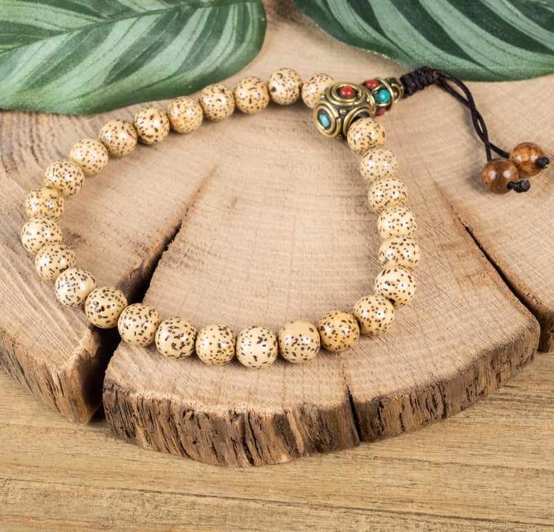 Lotus Seed 7mm with Guru Bead Bracelet - InnerVision Crystals