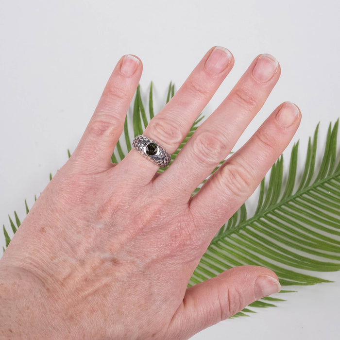 Moldavite Gemstone Women's Sunflower Ring - InnerVision Crystals