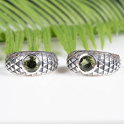 Moldavite Gemstone Women's Sunflower Ring .925 Silver - InnerVision Crystals