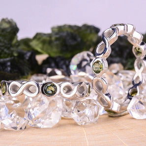 Moldavite Infinity 5 Stone Ring - InnerVision Crystals