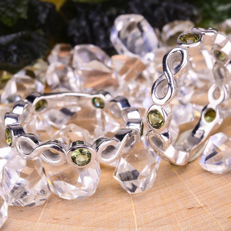 Moldavite Infinity 5 Stone Ring - InnerVision Crystals