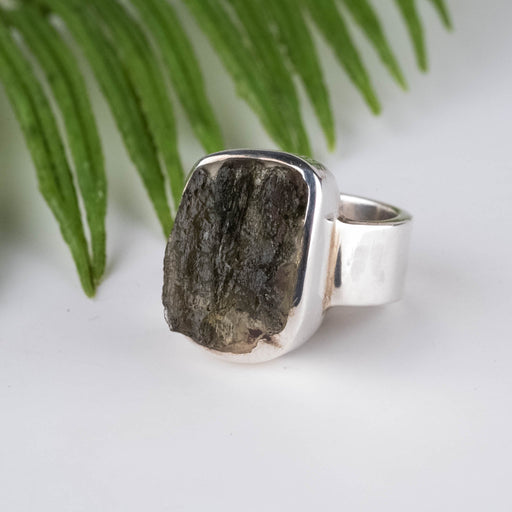 Moldavite Ring 17x12mm Size 4.5 - InnerVision Crystals