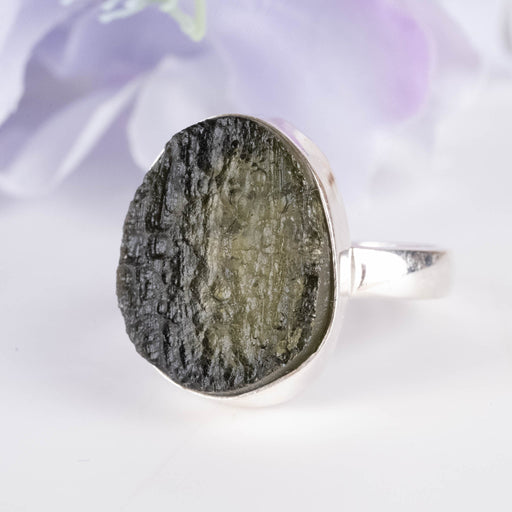 Moldavite Ring 17x15mm Size 7 - InnerVision Crystals