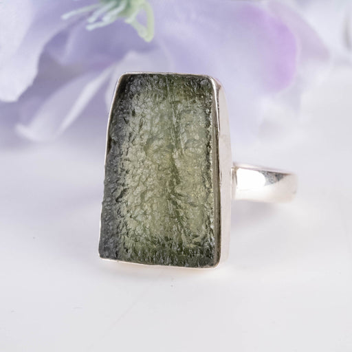 Moldavite Ring 19x13mm Size 8 - InnerVision Crystals