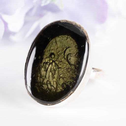 Moldavite Ring 23x17mm Size 8 - InnerVision Crystals