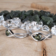 Moldavite Gemstone Eye Ring .925 Silver - InnerVision Crystals