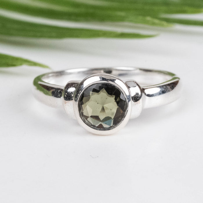 Moldavite Ring 6mm Size 7.5 - InnerVision Crystals