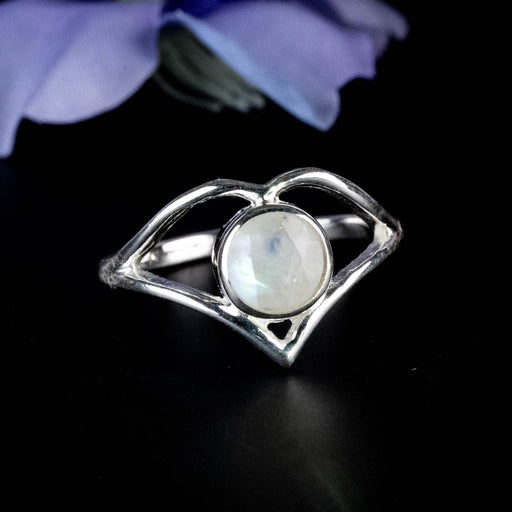 Moonstone Ring 6mm Size 7.5 - InnerVision Crystals