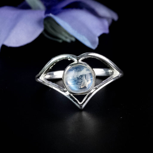 Moonstone Ring 6mm Size 7.5 - InnerVision Crystals