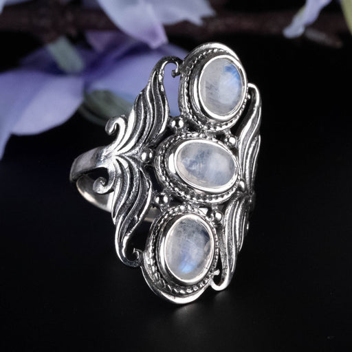Moonstone Ring 7x5mm Size 10 - InnerVision Crystals