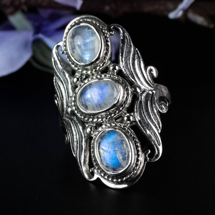 Moonstone Ring 7x5mm Size 7.5 - InnerVision Crystals