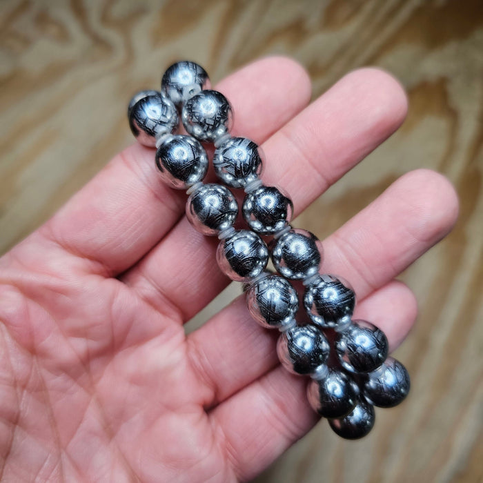 Muonionalusta 11mm Meteorite Bead Bracelet AAA - InnerVision Crystals