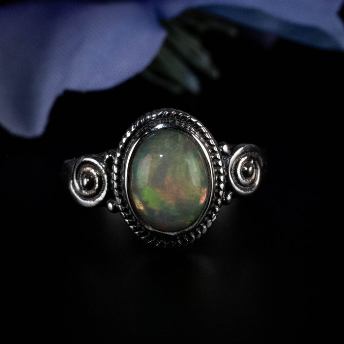 Opal Ring 8x6mm Size 4 - InnerVision Crystals