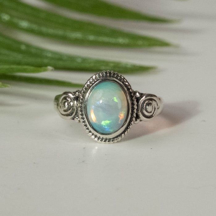 Opal Ring 8x6mm Size 4.5 - InnerVision Crystals