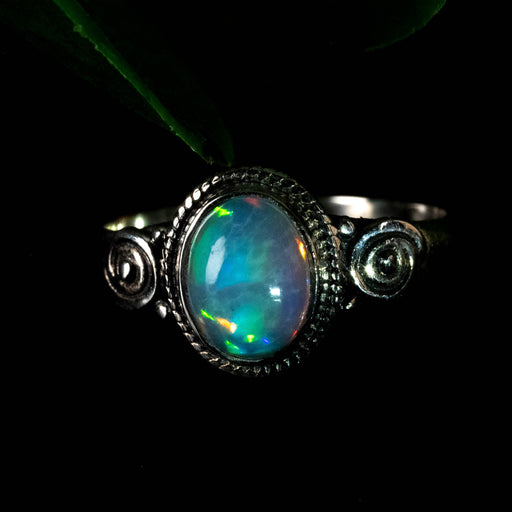 Opal Ring 8x6mm Size 7.5 - InnerVision Crystals