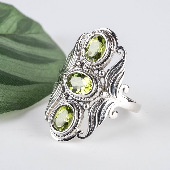 Peridot Ring 8x6mm Size 12 - InnerVision Crystals