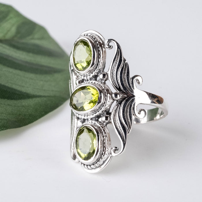 Peridot Ring 8x6mm Size 9 - InnerVision Crystals