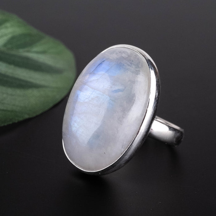 Rainbow Moonstone Ring 26x18mm Size 9.5 - InnerVision Crystals
