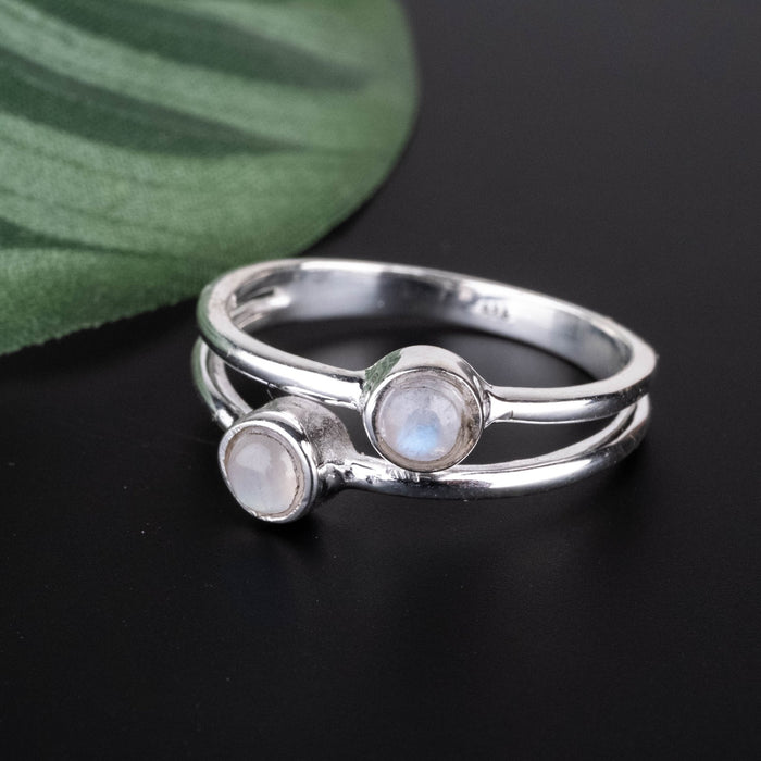 Rainbow Moonstone Ring 4mm Size 9.5 - InnerVision Crystals