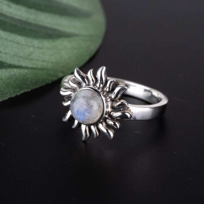 Rainbow Moonstone Ring 5mm Size 4.5 - InnerVision Crystals