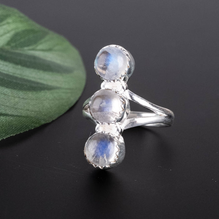 Rainbow Moonstone Ring 6mm Size 5 - InnerVision Crystals