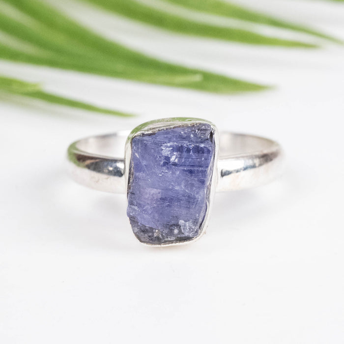 Raw Tanzanite Ring 10x6mm Size 7.5 - InnerVision Crystals