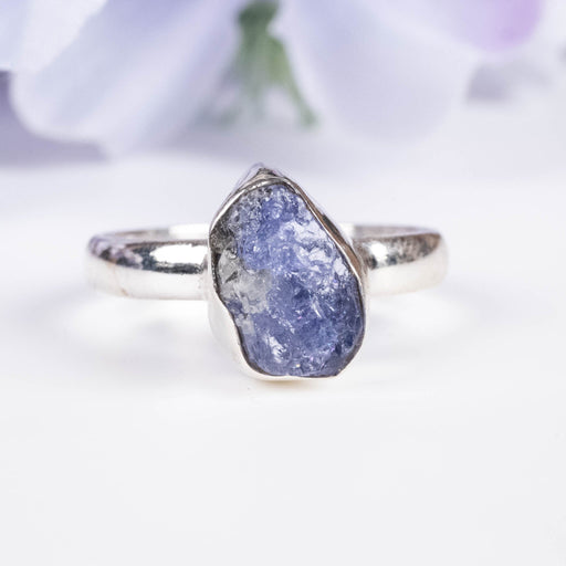 Raw Tanzanite Ring 10x7mm Size 6.5 - InnerVision Crystals