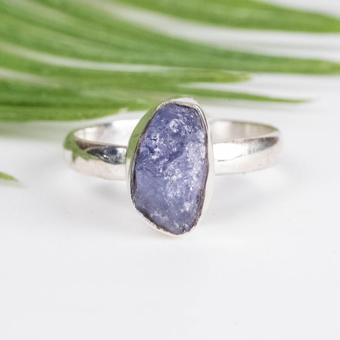 Raw Tanzanite Ring 11x6mm Size 8.5 - InnerVision Crystals