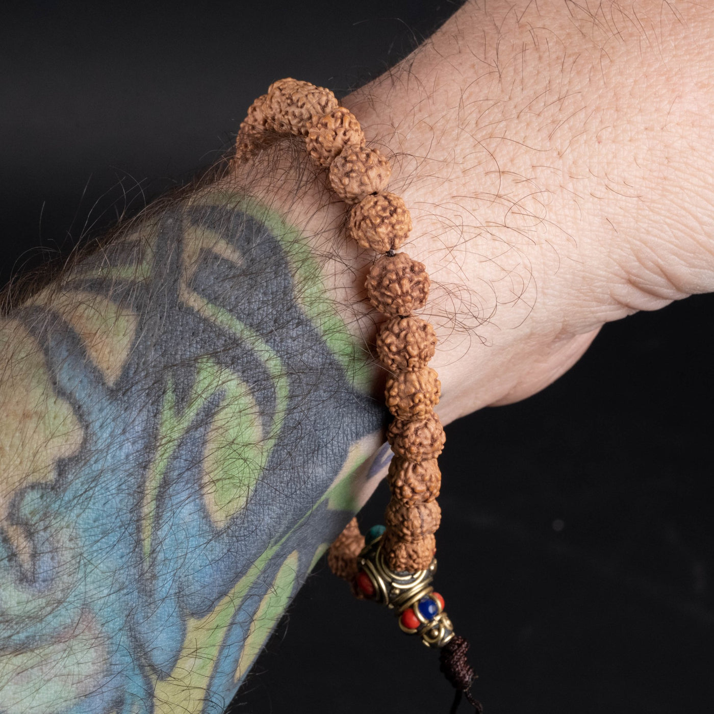 Rudraksha / Bodhi Tree Seed 7mm with Guru Bead Bracelet — InnerVision