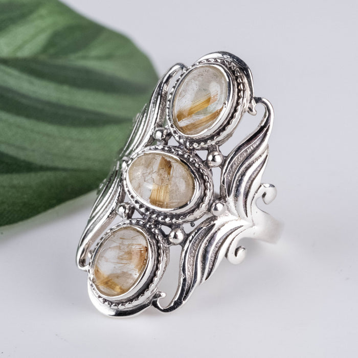 Rutilated Quartz Ring 8x6mm Size 8 - InnerVision Crystals