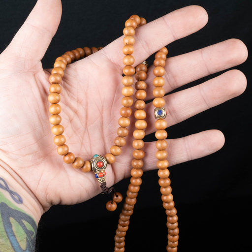 Sandalwood 7mm with Guru 108 Bead Mala Prayer Beads - InnerVision Crystals