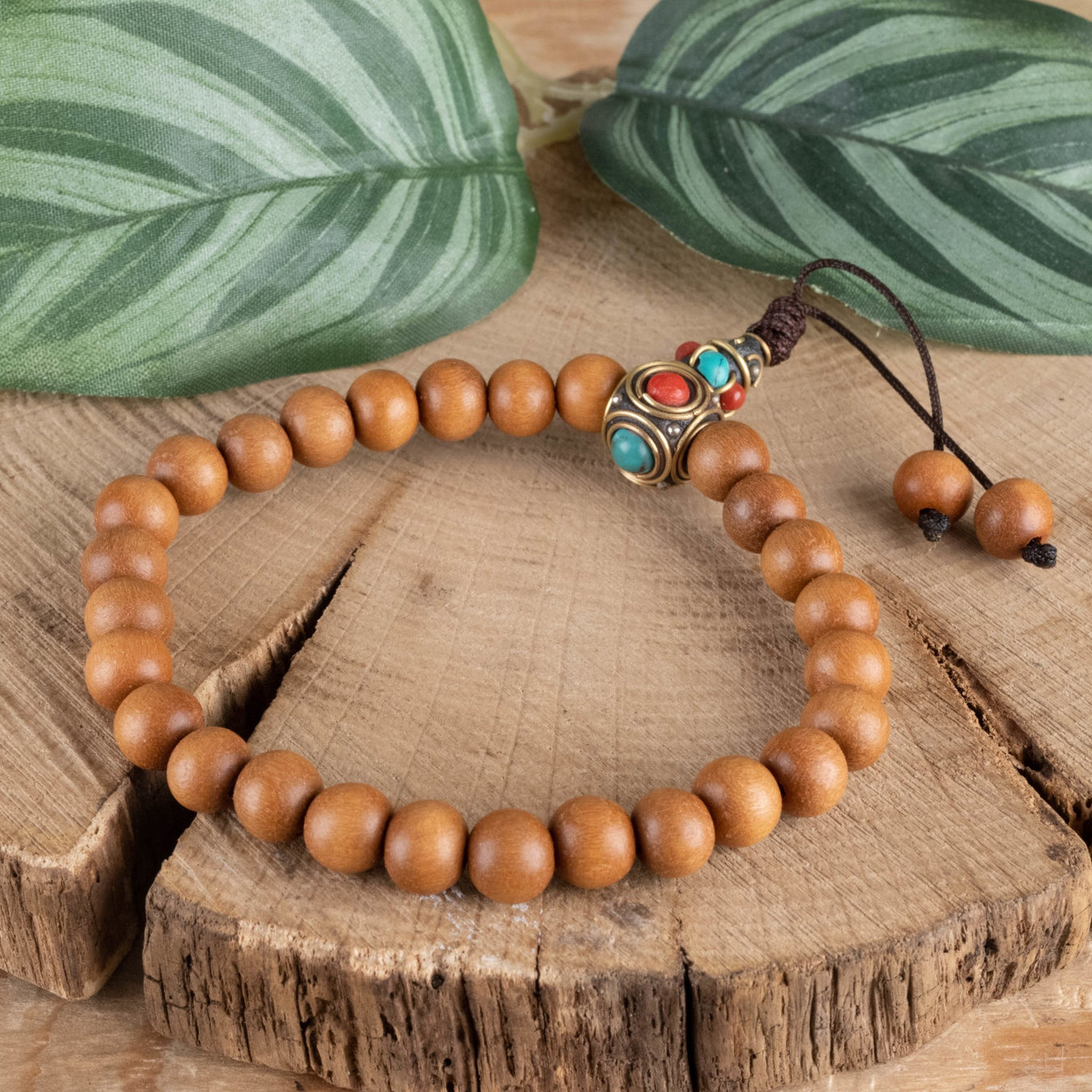 Sandalwood 7mm with Guru Bead Bracelet - InnerVision Crystals