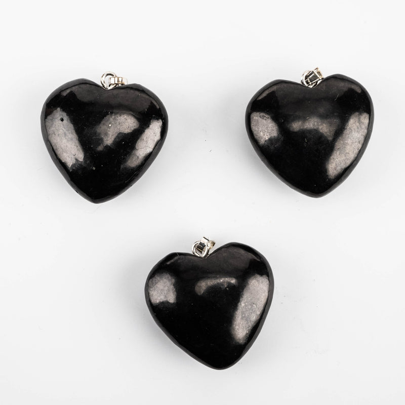 Shungite Heart Pendant 25x24mm - InnerVision Crystals