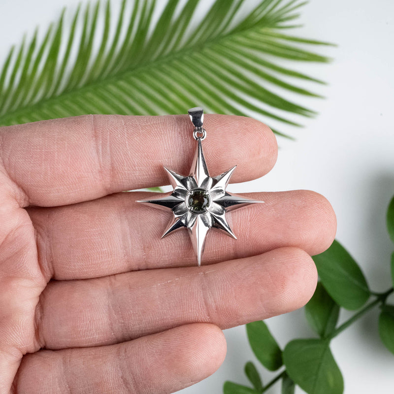Star Pendant | Moldavite Gemstone .925 Silver - InnerVision Crystals