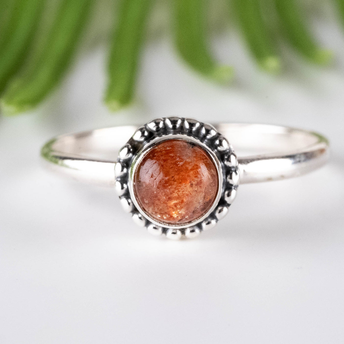 Sunstone Ring 5mm Size 8 - InnerVision Crystals