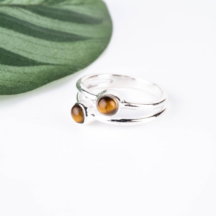 Tiger Eye Ring 4mm Size 6 - InnerVision Crystals