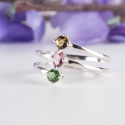 Tourmaline 3-Stone Ring Size 5 - InnerVision Crystals