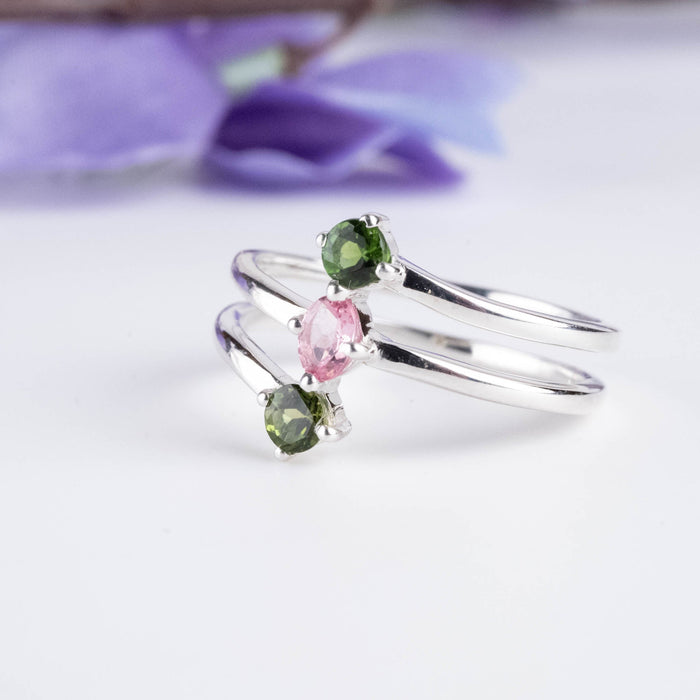 Tourmaline 3-Stone Ring Size 6 - InnerVision Crystals