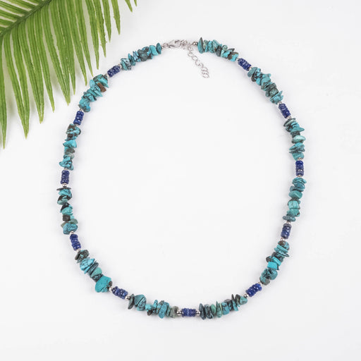 Turquoise & Lapis Lazuli Necklace .925 19.5" Adjustable - InnerVision Crystals